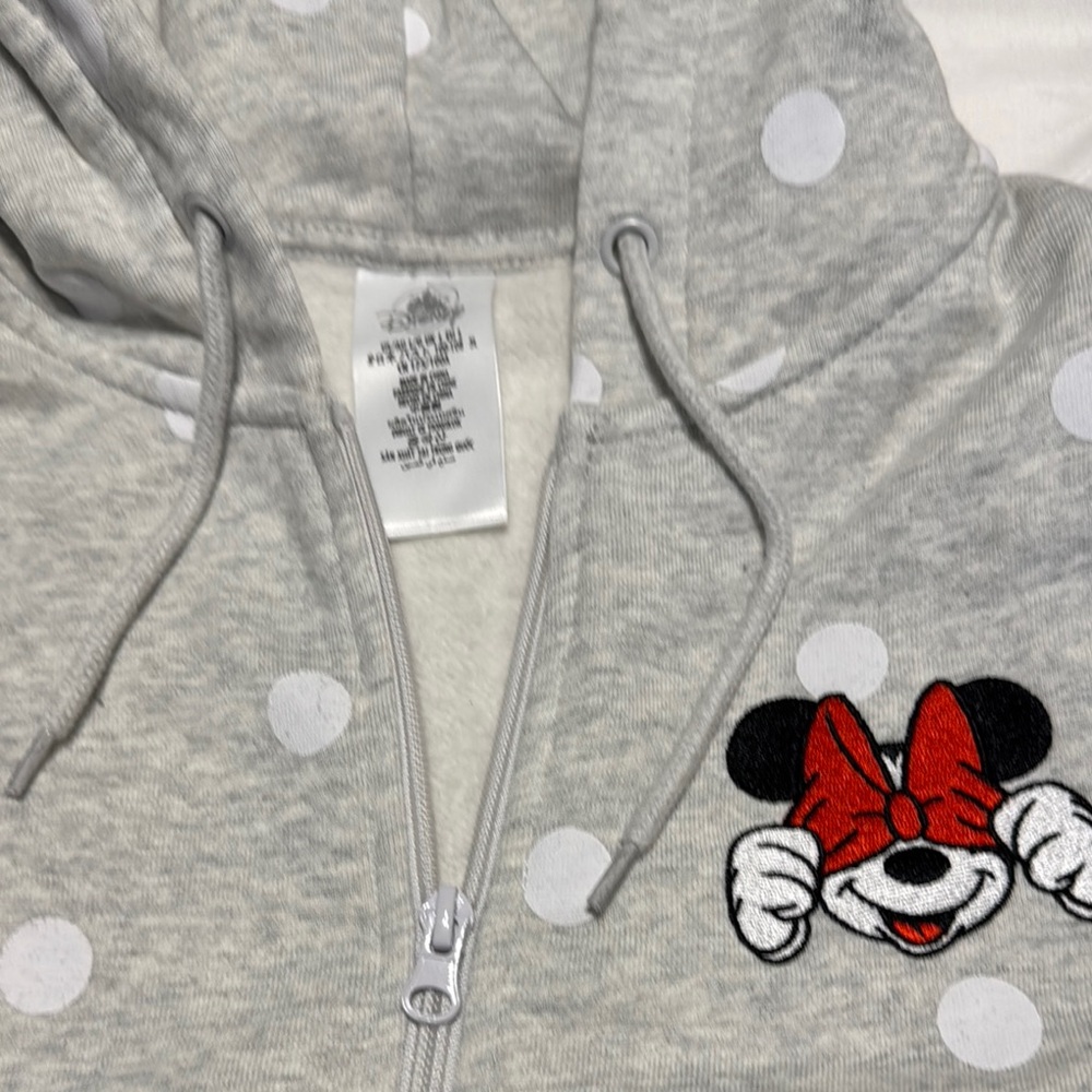 NWT Authentic Disney Minnie Gray Polka Dot Women’s Hoodie 0064